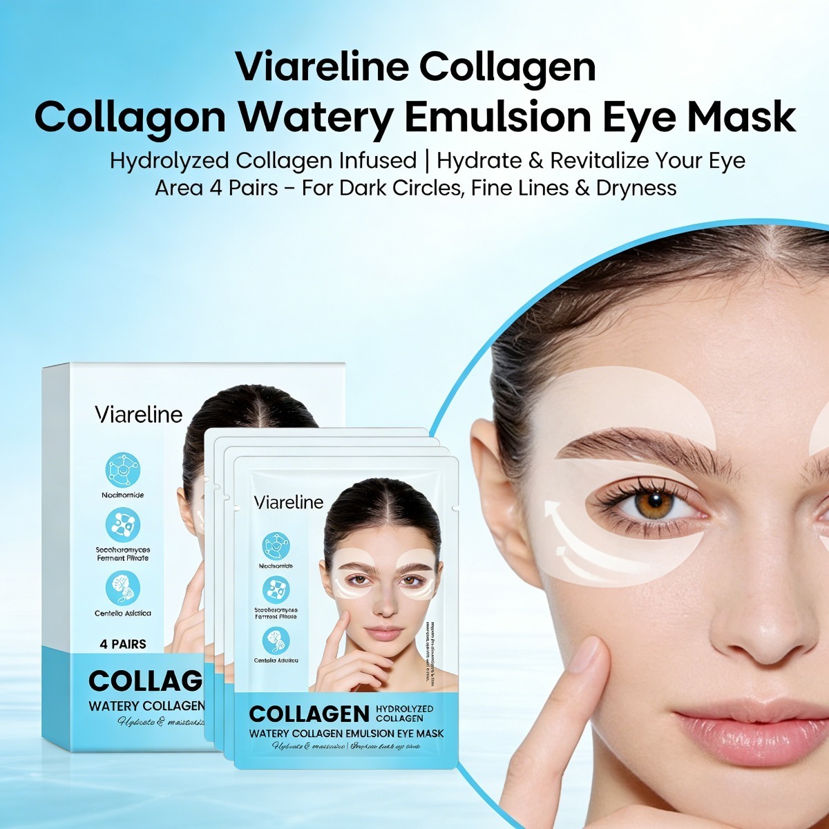 Sheet Mask Collagen - Kollagen-Augenpads reduzieren feine Linien, dunkle Augenringe,
