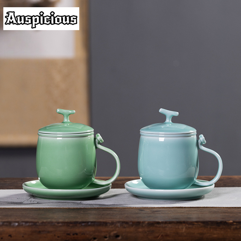 Celadon Ceramic Cup - 400 ml Azure Longquan Seladon Filter